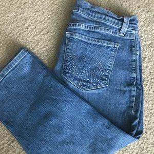 NYDJ Cropped Jeans Size10 Blinged out back pockets